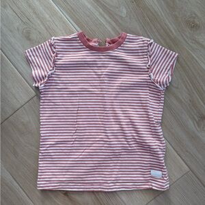 7 For All Mankind Pink and White Short Sleeve Tee